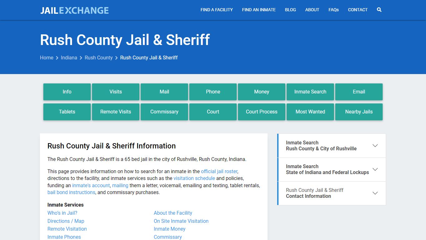 Rush County Jail & Sheriff, IN Inmate Search, Information